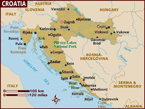 Map โครเอเชีย croatia